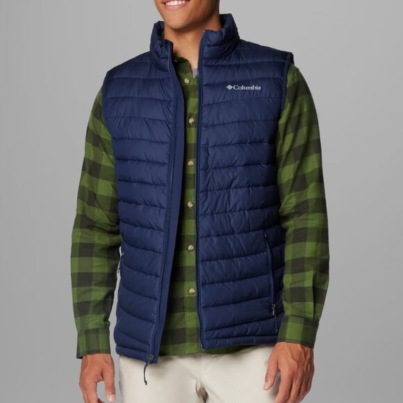Columbia Puffer Vest Thermal Reflective Omni-Heat Slope Edge XM8758 Navy L - Picture 1 of 16